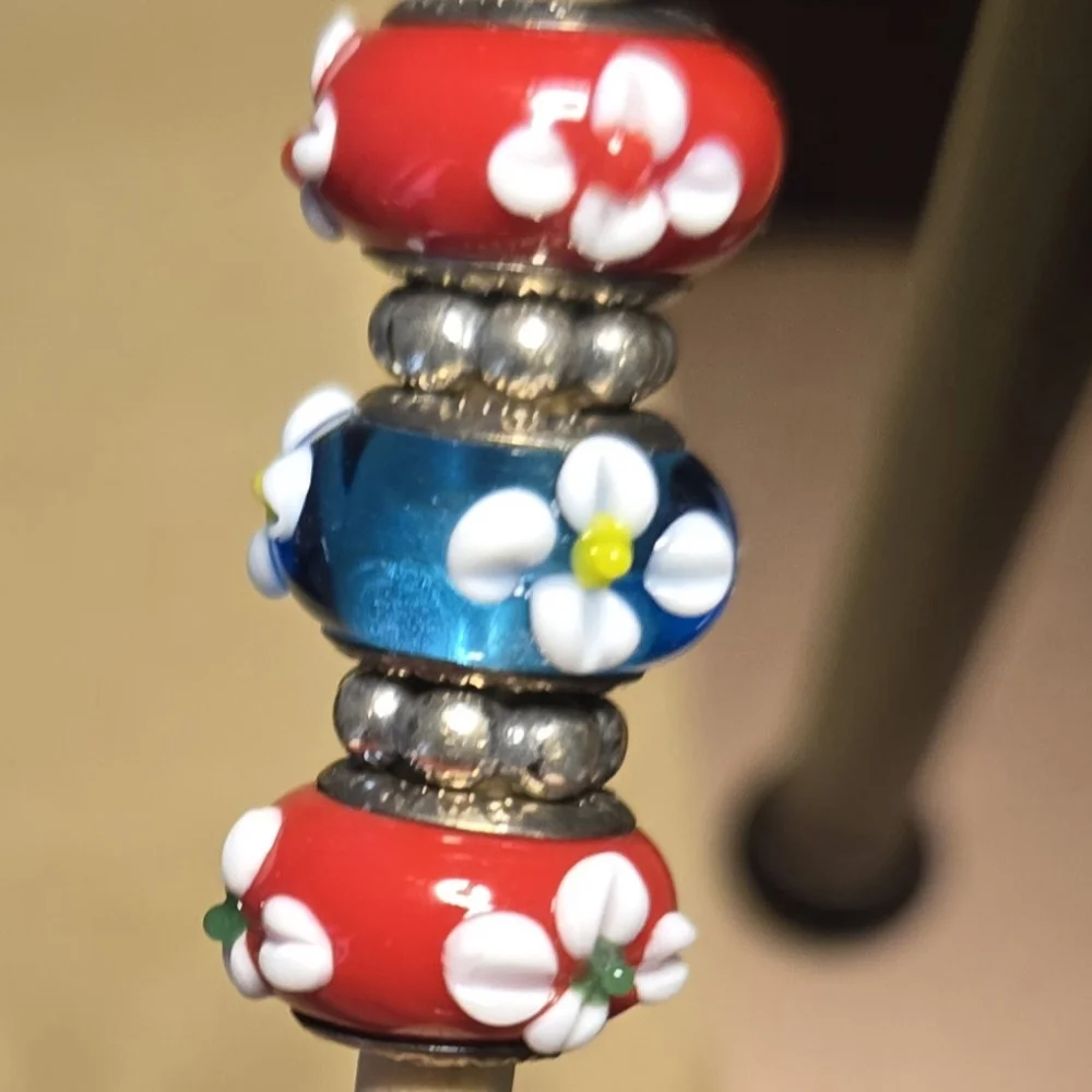 Pandora Murano glass charm beads and sterling silver spacers. Retired - Picture 15 of 16